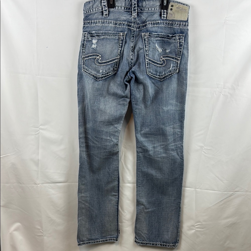 Silver Co Men's Light Blue Nash straight-leg Distressed Jeans Size 34 - Picture 10 of 14